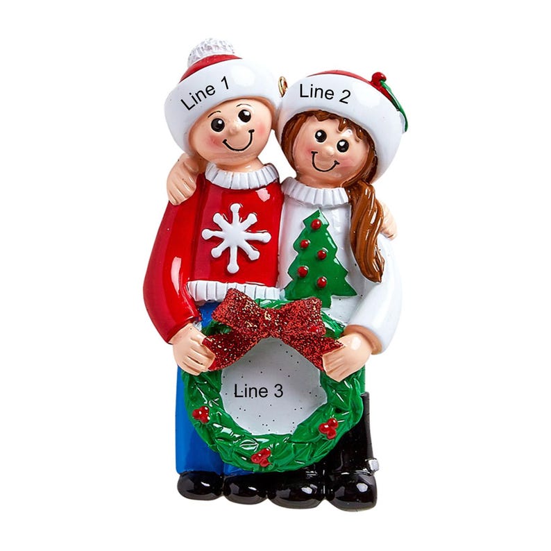 Adorno navideño personalizado para pareja, adorno personalizado para pareja, regalo de Navidad para pareja, regalo de Navidad imagen 2
