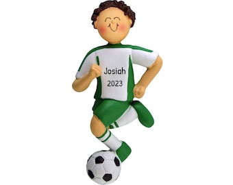 Boy In Green Jersey Soccer Ornament