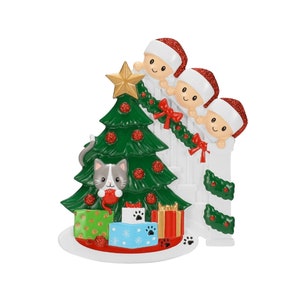 Christmas Family Of 3 Ornament, Family Of 3 With Cat Ornament, Holiday Ornament, Stocking Stuffer, Christmas Tree Ornament, Xmas Family