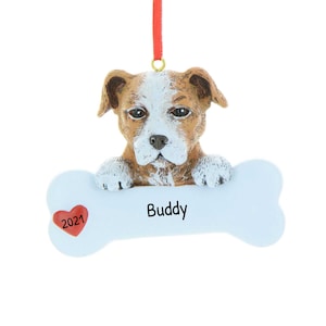 Personalized Pet Ornaments 2023 - Dog Christmas Ornaments Staffordshire Ornament Dog Bone Ornament - Free Customization