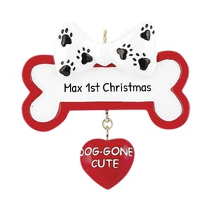 Personalized Pet Ornaments 2023 - Dog Christmas Ornaments Dog Gone Cute Bone Christmas Dog Ornaments - Free Customization