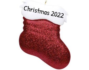 Personalized Christmas Stocking Ornament, Christmas Sock Ornament, Glitter Stocking, Holiday Christmas Decor, Christmas Gift, 2025 Ornament