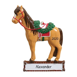 Ornamento personalizzato per equitazione - Ornamenti natalizi equestri, Ornamento per cavallo - Cavallo sellato - Personalizzazione gratuita