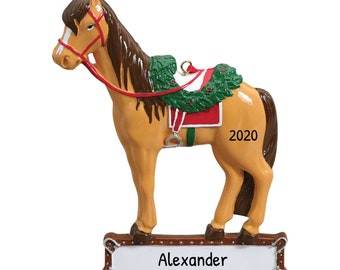 Personalized Horseback Riding Ornament - Equestrian Christmas Ornaments, Horse Ornament - Saddled Horse - Free Customization