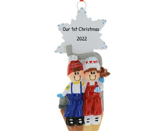 Ski Ornament, Couple Ornament, Snowboard Ornament, Our 1st Christmas Gift, Winter Vacation Ornament, Skiing Ornaments , Couples Gift