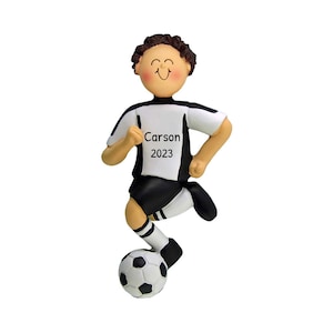 Boy soccer player ornament with personalization