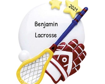 Gepersonaliseerde lacrosse-ornamenten voor kerstboom - lacrosse kerstornament, lacrossecadeaus - lacrossebal - gratis aanpassing