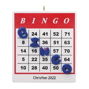 Gepersonaliseerde Bingo Ornament - Feestelijke Bingo, Bingo Decoraties, Kaartspel Ornament, Kerst Bingo - Gratis maatwerk