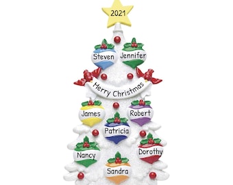 Personalized Family Ornament 2023 - Family Christmas Tree Ornament Family of 8 Christmas Tree Ornament - Free Customization