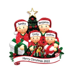 Christmas Family Of 4 Ornament, Personalized Decor, Family Of Four Gift, Winter Festive Ornament, Holiday Decor Gift, Christmas Gift