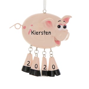 Personalisierte Schwein Weihnachtsverzierung - Tierliebhaber Ornament, Bauernhof Ornamente für Weihnachtsbaum - Baumelnde Beine Schwein - Kostenlose Anpassung