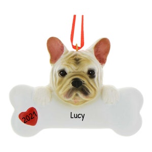 Personalized Pet Ornaments 2023 - Dog Christmas Ornaments French Bulldog Ornament Dog Bone Ornament - Free Customization