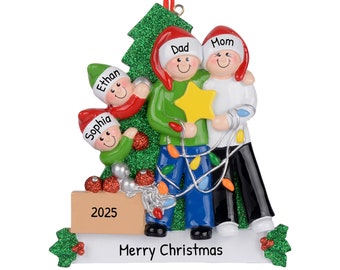 Personalized Family Christmas Ornament 2024, Family Decorating for Christmas Tree, Ornament Family of 4, Customized Xmas Ornament, Big