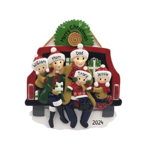 Personalized Family Christmas Ornament 2024, Car Ornament Family of 5, Holiday Decor Gift, Winter Ornament, Christmas Tree Decor, Xmas Gift