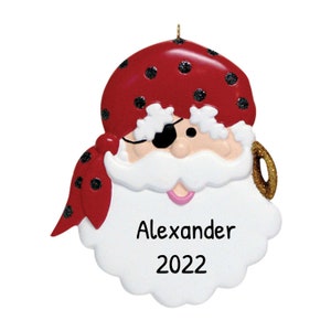 Personalized Pirate Christmas Ornament, Pirate Christmas Gift, Pirate Decor, Pirate Santa Ornament, Pirate Gift, Xmas Ornament, Christmas