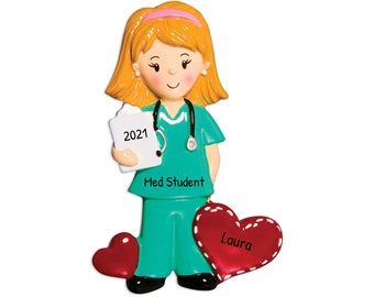 Adorno médico personalizado, Adornos de enfermera, Adornos de médico, Profesión médica, Uniformes femeninos, Personalización gratuita