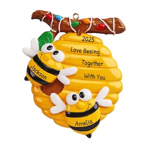 Ornament bijenpaar, bedoeld als bijenpaarornament, gepersonaliseerd cadeau, bijenkorfornament, hommelornament, cadeau imker, aangepast