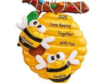 Adorno de pareja de abejas, adorno de pareja de abejas, regalo personalizado, adorno de colmena, adorno de abejorro, regalo de apicultor, personalizado