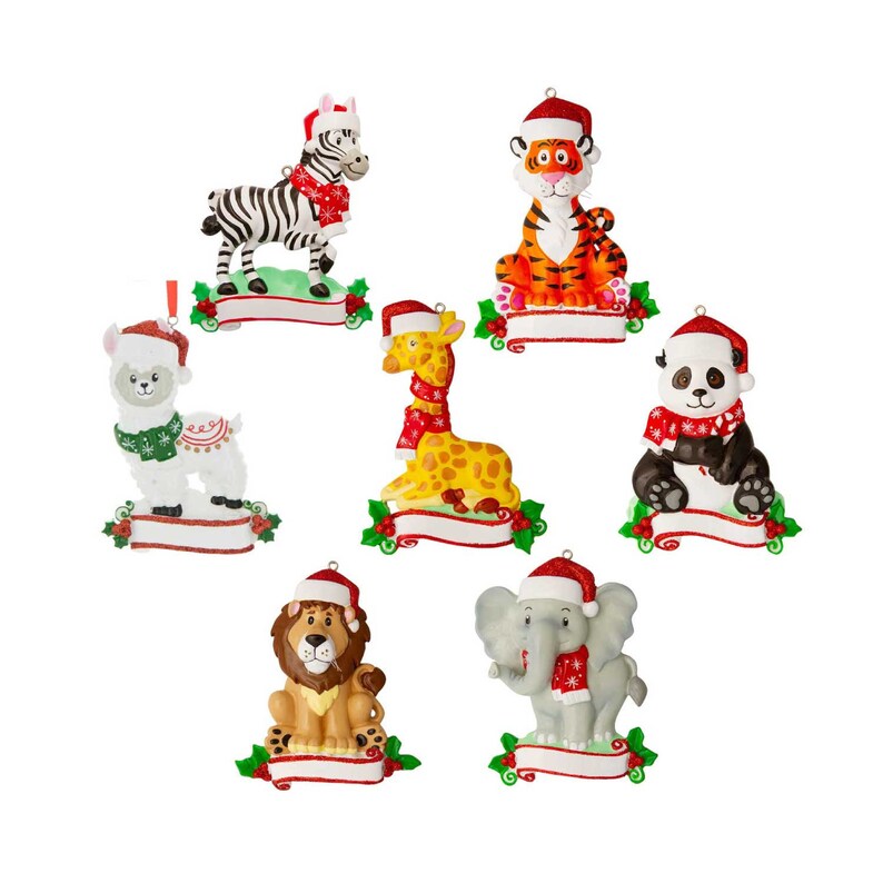 Personalized Zoo Animals Ornament Custom Name Christmas Etsy