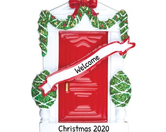 Personalized New Apartment Ornament 2023 - First Christmas In New Home Ornament - Garnished Red Door - Free Customization