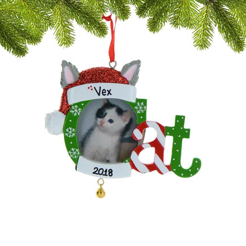 Personalized Cat Ornament Picture Frame Photo Custom With Name Gift For Moms