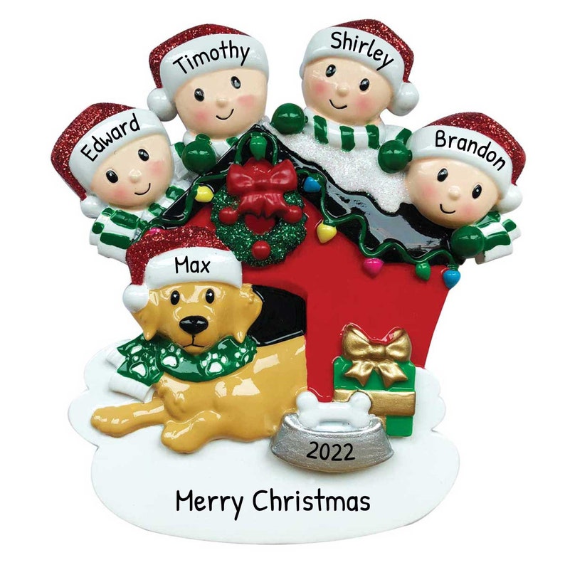 Personalized Family Christmas Ornaments With Dog 