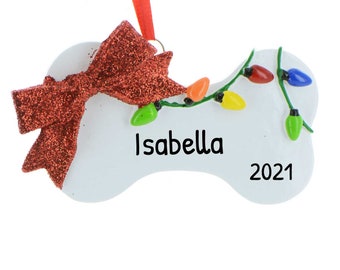 Personalized Pet Ornaments 2023 - Dog Christmas Ornaments Tangled Lights Dog Bone Ornament Dog Ornaments - Free Customization