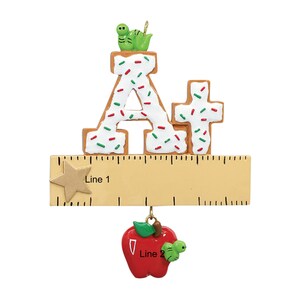 Personalized Teacher Ornament 2024, Teacher Appreciation Gift, A Teacher Ruler Ornament, Graduation Gift, Kindergarten Teacher Gift image 2