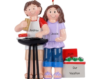 Personalized BBQ Couple Ornament, Grill Ornament, Married Ornament, BBQ Ornament, Barbecue Ornament, BBQ Decor,Grill Outdoor Couple Ornament