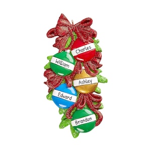 Adorno de bola navideña para familia de 5, adorno de bola navideña familiar, decoración navideña, media navideña familiar, decoración para árbol de Navidad