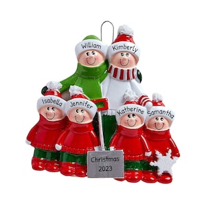 Personalized Family Ornament 2023 - Snow Family Ornaments 2023 Family of 6 Snow Ornaments Christmas 2023 - Free Customization
