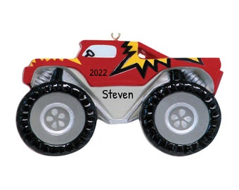 Personalized Monster Truck Christmas Ornament - Monster Truck Ornaments for Christmas Tree - Monster Truck Side - Free Customization