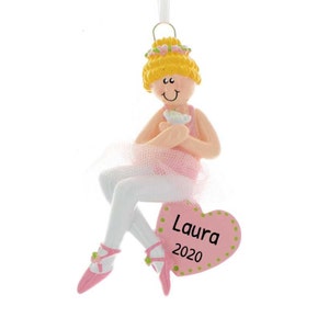 Personalized Ballerina Ornament - Ballet Ornament, Dance Ornament, Ballet Slipper - Blonde Tulle - Free Customization with Gift Box