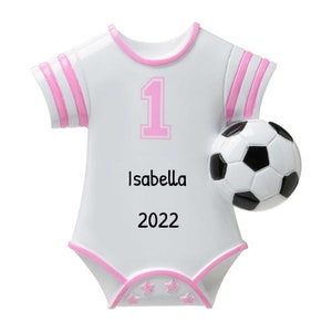 Personalized Baby Soccer Ornament 2024, Baby Girl Soccer Jersey Ornament, Pink Jersey Ornament, Baby Soccer Player Gift, Baby Girl Soccer