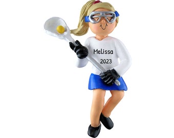 Personalized Lacrosse Ornaments for Christmas Tree - Lacrosse Ornament, Lacrosse Gifts - Blonde Girl - Free Customization With Gift Box