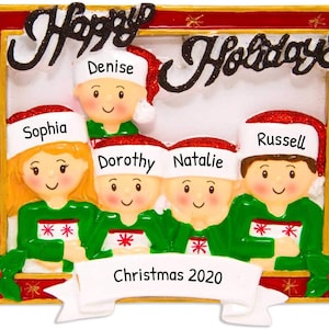 Personalized Family Christmas Ornament - Custom Ornament Family of 5 Christmas Ornament 2025 Family Picture Frame Decor for Christmas Tree