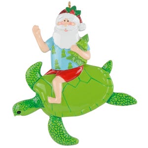 Personalisierte Weihnachtsmann auf Schildkröte Weihnachtsverzierung 2025 Weihnachtsmann auf Charmanter Schildkröte unter dem Thema Ozean-Dekor-Schildkröten-Küstendekor für Weihnachtsbaum