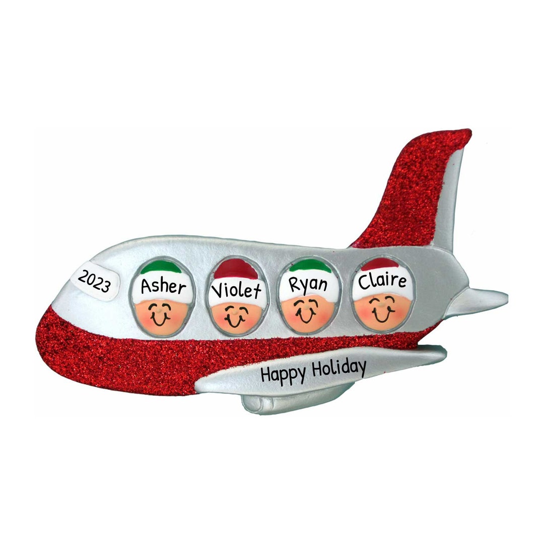 Personalized Airplane Ornament, Family of 4 Ornament, Christmas in July