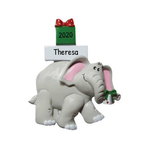 Personalized Elephant Ornaments for Christmas Tree - Elephant Christmas Ornament, Elephant Gifts - Gift Boxes Elephant - Free Customization