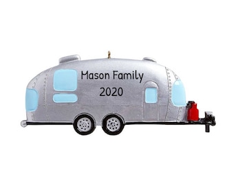 Silver Airstream Ornament, Personalized Gift, Airstream Trailer Ornament, Camper Ornament, RV Ornaments, Camping Ornament, Custom Ornaments