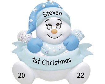 Babys erste Weihnachtsverzierung 2023 - Schnee Baby erste Weihnachtsverzierung Blaue Verzierung - freie Anpassung