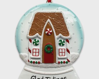 Personalisierte Lebkuchenhaus Schneekugel Ornament, Weihnachten Dekoration, Winter Wunderland Ornament, Candy House Ornament, Weihnachtsgeschenk