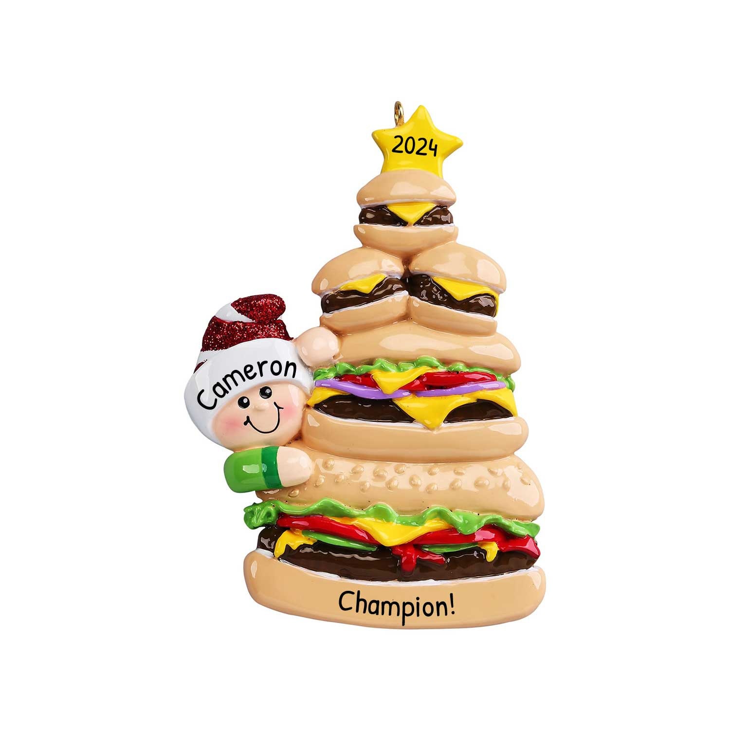 Personalized Cheeseburger Ornament - Hamburger Ornament, Burger Ornament, Food Ornament - Burger Lover - Free Customization With Gift Box