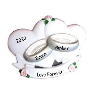 Personalized Wedding Ornament, Heart Wedding Ring Ornament 2024, Just Married Ornament, Marriage Ornament, Wedding Rings Ornament, Couple