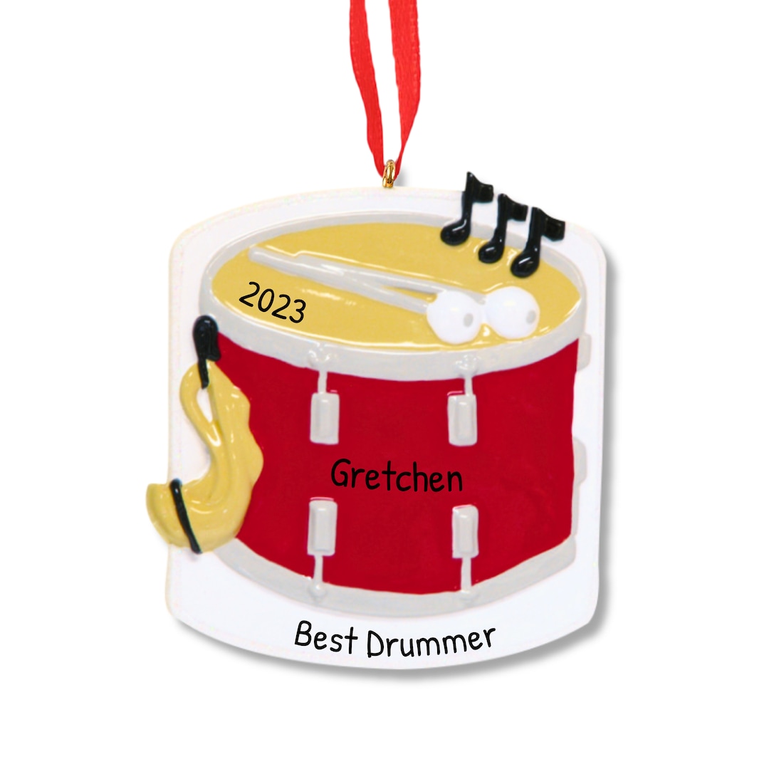 Custom Snare Drum Ornament, Holiday Tree Adornment, Gift for Musicians
