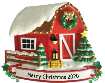 Personalized Big Red Barn Ornament 2023 - Christmas Tree Farm Ornament - Festive Barn - Free Customization