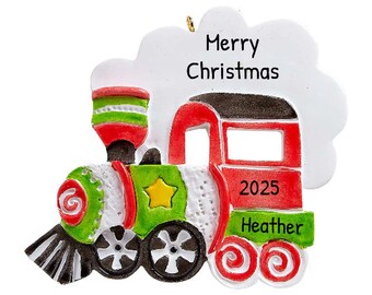 Personalized Locomotive Train Ornament 2023 - Train Christmas Ornaments, Train Engine Ornament - Watercolor Train - Free Customization