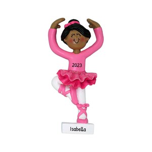 Personalized Ballerina Ornament - Ballet Ornament, Dance Ornament, Ballet Slipper - Black Ballerina - Free Customization
