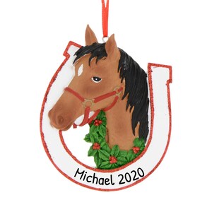 Ornamento personalizzato per equitazione - Ornamenti natalizi equestri, Ornamento per cavallo - Cavallo marrone - Personalizzazione gratuita