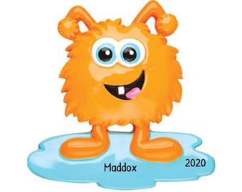 Personalized Orange Monster Ornament, Cute Monster Ornament, Custom Holiday Monster Gift, Kid Room Monster Decor, Christmas Home Decor